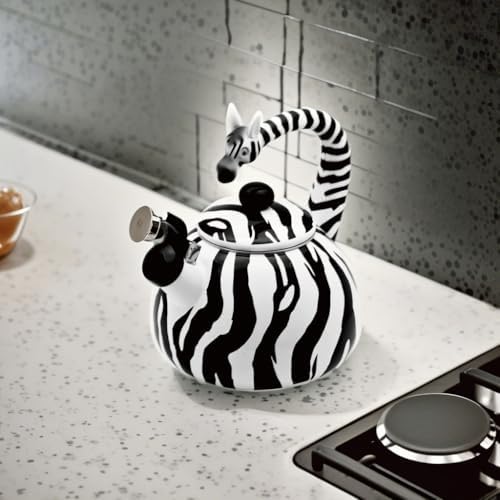 Whistling Tea Kettle for Stove Top Enamel on Steel Teakettle, Supreme Housewares Zebra Design Teapot Water Kettle Cute Kitchen Accessories Teteras (2.1 Quart, Zebra) - Image 5