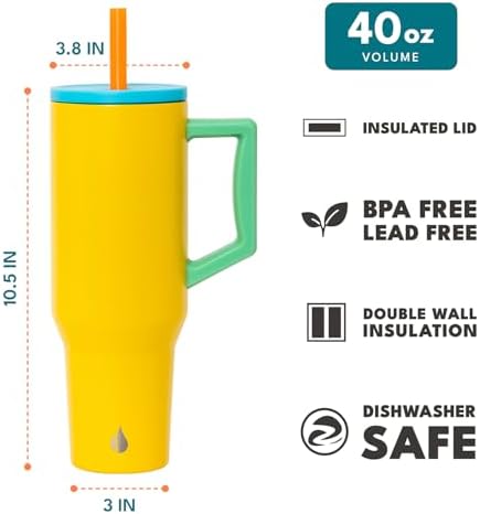 Elemental Spill Proof 40oz Insulated Tumbler with Handle & Straw Travel Mug - Image 2