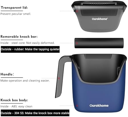 Ourokhome Knock Box Espresso Accessories, The Latest Patented Stainless Steel Espresso Machine Tool for Coffee, Rotary Cheese Grater Hand Crank, Kitchen Shredder Speed Mandolin Slicer Nut Grinder - Image 2