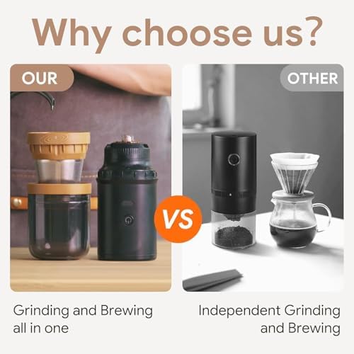 【Electric Coffee Grinder Coffee Maker 】Portable Grinder Stainless Steel Whole Bean for Outdoor Sport Lover French Press Drip Coffee, Reusable Espresso Capsules Turkish Brew - Image 4