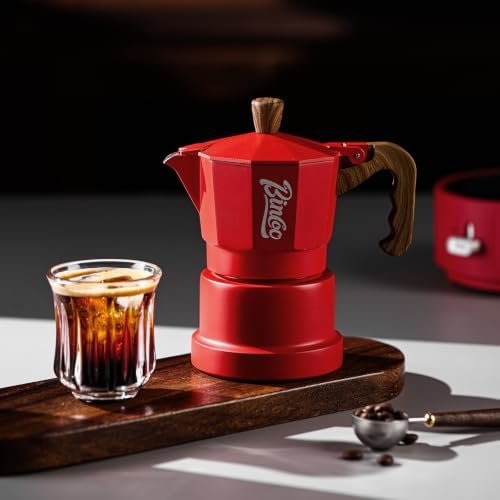 Bincoo Three-valve Espresso Maker Stovetop,2 Cups Camping Moka Pot Espresso Italian Coffee Maker,Rich Crema,Easy to Use (Red) - Image 6