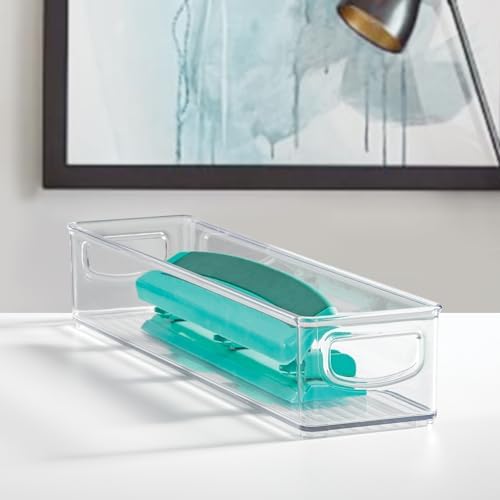 iDesign Slim Clear Plastic Storage Bin, Extra Long Narrow, 4-Pack - Image 6