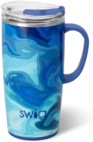 Swig Life 22oz Insulated Travel Mug with Handle & Lid, Blue Lagoon by SwigLife