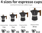 Stovetop Espresso Moka Pot Coffee Maker, Non-slip Wood Grain Handle, Cast Aluminum, Compatible with Gas, and Electric Stoves (Black, 12 cups) - Image 6
