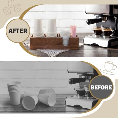 Novabright Acacia Wood Coffee Cup Holder for Countertop, Wood Color - Image 6