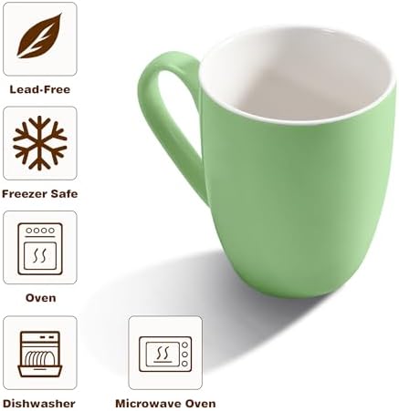 Urbanstrive 16 oz Large Coffee Mugs Set of 6 Ceramic Coffee Mug White Coffee Cups Tea Cups Idea Gift for Women Men House Warming Gifts New Home Office, Mint Green 6 Pack - Image 3