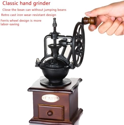 WANLIAN Vintage Manual Coffee Grinder, Cast Iron Hand Crank, Ceramic Burr - Image 4