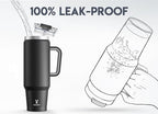 Meoky 40 oz Tumbler with Handle and Straw, Insulated Tumbler with Lid and Straw, Stainless Steel Travel Mug, Keeps Cold for 34 Hours, 100% Leak Proof, Fits in Car Cup Holder (Night) - Image 3