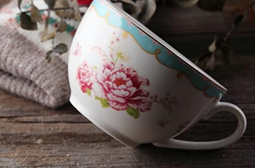 Jusalpha Serve of 4 Vintage Rose China Tea Cup/Coffee Cup Spoon and Saucer Set- 7 Oz, Afternoon Tea Set, Gift for Women TCS29(4) - Image 7