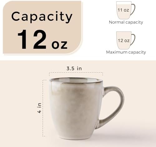 GBhome Ceramic Coffee Mugs Set of 6, 12oz Stoneware Coffee Mugs Set For Dad Mom Women MEN, Light Weight Coffee Cups for Latte/Tea/Beer/Hot Cocoa, Dishwasher & Microwave Safe,Cappuccino - Image 2