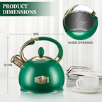 SUSTEAS Whistling Tea Kettle, 2.7QT Food-Grade Steel Teapot, Green - Image 6