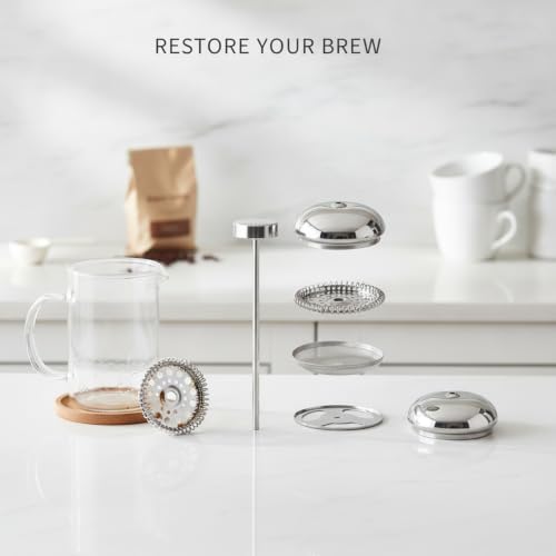 Stainless Steel French Press Replacement Filter & Plunger Assembly - Repair Kit for Standard Coffee Makers - Image 2
