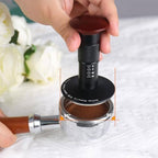 Coffee Tamper Tamper Calibrated Espresso Tool Walnut Wooden Handle Pressure Scale Flat Base Suitable for Home Use Café Bar, 51mm - Image 2