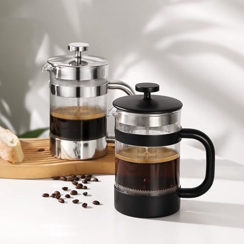 French Press Coffee Maker 3-level Filters Coffee And Tea Maker Durable Stainless Steel Frame, Thick Heat Resistant Glass Pot Multifunction Brewed Coffee Pot For Camping(/Black,800ml) - Image 2