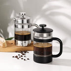 French Press Coffee Maker 3-level Filters Coffee And Tea Maker Durable Stainless Steel Frame, Thick Heat Resistant Glass Pot Multifunction Brewed Coffee Pot For Camping(/Black,800ml) - Image 2