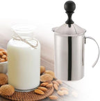 Hand Pump Milk Frother Foamer Cup 600ml Manual Stainless Steel - Image 6