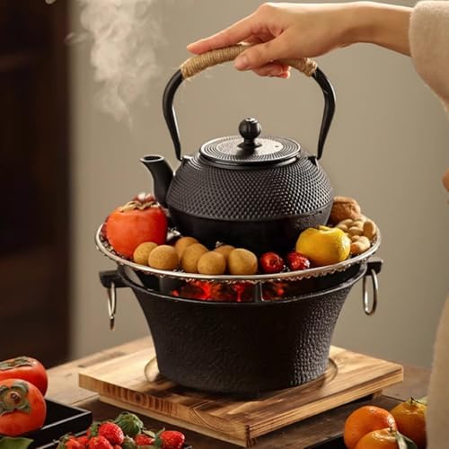 Japanese Tetsubin Cast Iron Teapot, Iron Tea Pot with Infuser for Loose Tea, Cast Iron Tea Kettle Stovetop Safe, Teapot Coated with Enameled Interior, 600ml/20oz - Image 2