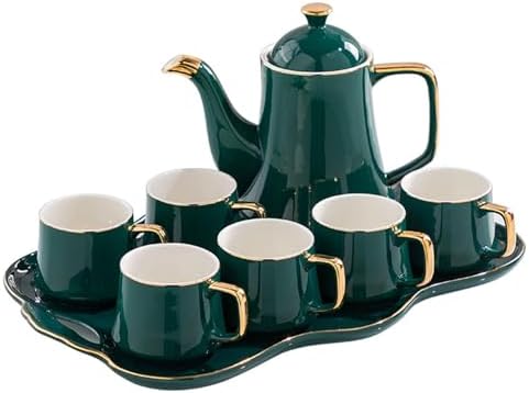 Tea Cups And Ceramic Tray Set of 14 Pieces,Luxury Set with Teapot, Afternoon Tea Coffee Cups, British Porcelain Tea Party Set for Housewarming Gifts,A by Jayiaine