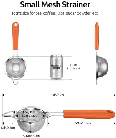 U-Taste 18/8 Stainless Steel 18/8 Stainless Steel 3.35in 30 Mesh Kitchen Food Sieve (Orange) and 18/8 Stainless Steel 7" Mini Whisk for Cooking - Image 2