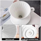 Ceramic Coffee Dripper Engine Brewing Filter Cup Pour Over Maker V Shape Drip Set(Black) - Image 5