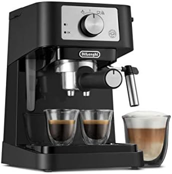 De'Longhi Stilosa Manual Espresso Machine, Latte & Cappuccino Maker & DLSC058 Coffee Tamper & DeLonghi Double Walled Thermo Espresso Glasses, Set of 2, Regular, Clear, 90 milliliters - Image 2
