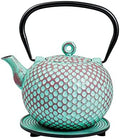 Frieling Ja by Dim Cast Iron Teapot & Trivet with Stainless Steel Infuser - Turquoise Aquamarine, 34 Ounce, Japanese Tea Kettle - Cast Iron Tea Pot - Teapot with Infuser by Frieling