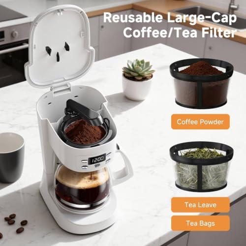 Coffee Maker, 5 Cup Programmable Drip Coffee Machine-White - Image 5