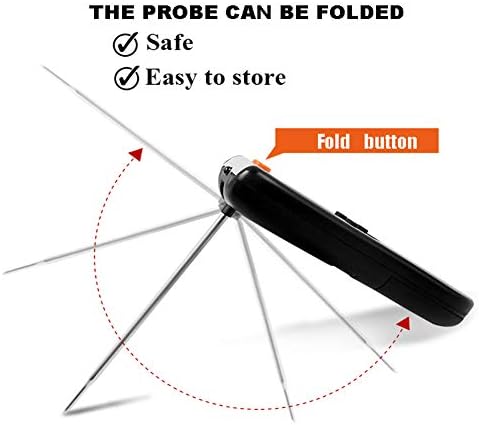Digital Instant Read Food Kitchen Thermometer Foldable Meat Cooking Thermometer for Liquids Oil Water Deep Fry BBQ Grill Smoking Baking Milk Coffee and More with Probe for Kitchen or Outdoor, black - Image 4