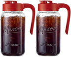 Mason Jar Pitcher, 2 pcs 64 oz (2 quart), Glass Pitcher with Lid by spreccio