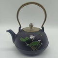 Cast Iron Teapot with Copper Handle/Lid, Pig Iron Teapot Cast Iron Tea Kettle 1200ml Retro Japanese Style Tetsubin Iron Teapot for Charcoal Stove Induction Cooker (Green lotus) by Unknown