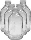 Glass Beverage Jug, 64 oz, Clear, Wide Mouth with Groove Handle and Airtight Lid (6) by ICENCOLD