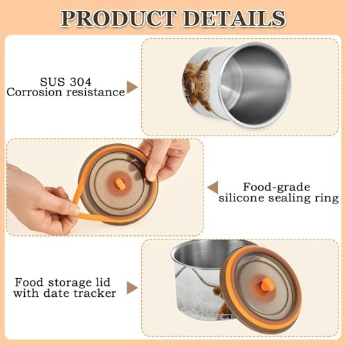 Stainless Steel Coffee Storage Containers with Airtight Lid, Winter Highland Cow 17oz Food Storage Container Kitchen Canister for Tea, Coffee Beans, Ground, Sugar Storage - Image 4