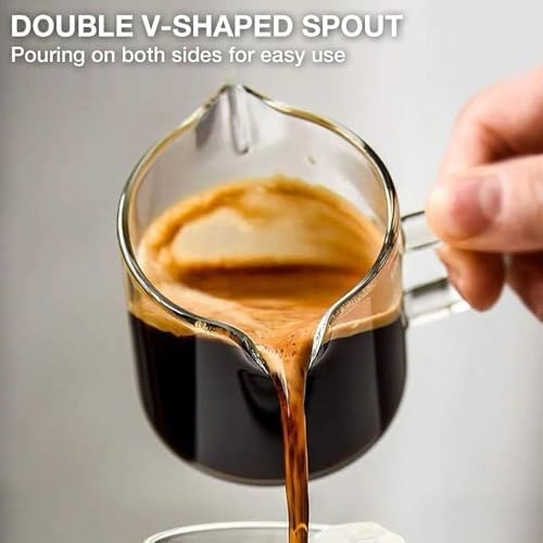 Espresso Cups Set of 2, 4 OZ Double Spouts Cups, Shot Glasses, Milk Cup with Handle, Clear Glass, Espresso Accessories for Machine, Small - Image 4
