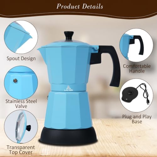 LAOION 6 or 3 Cup Electric Moka Pot, Cafeteras Electricas Modernas-Blue - Image 4