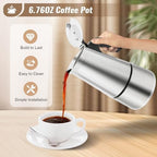4 Cups Electric Stovetop Espresso Maker Moka Pot,Stainless Steel Coffee Maker, Temp Adjustable Stove Top Coffee Pot for Classic Italian and Cuban Café Brewing, Cafetera(200ml) - Image 3
