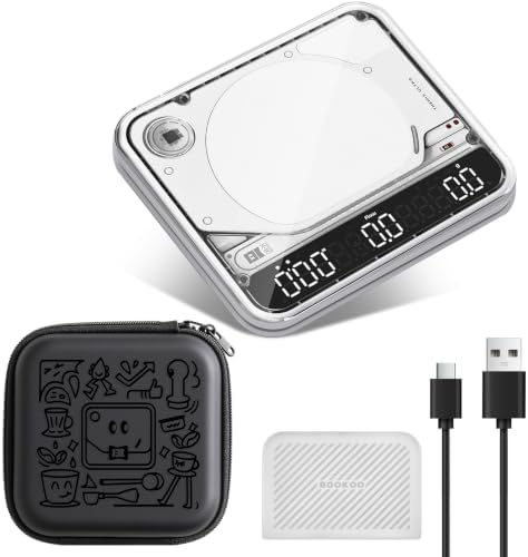 BOOKOO Themis Ultra Coffee Scale with Silicone Protective Case, 0.1g Bluetooth Espresso Scale with Timer Weiht Flow Rate Ratio Auto Mode, Rechargeable Pour Over Scale Kit for Home Barista by BOOKOO
