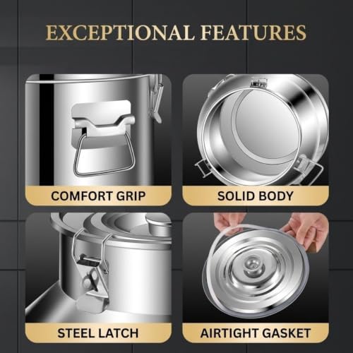 201 Stainless Steel Milk Bucket with Spigot 5L Water Jug Dispenser Can Pail - Image 3