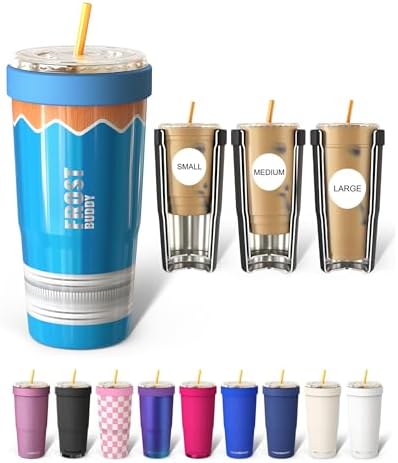 Frost Buddy Togo Buddy 30 oz Stainless Steel Vacuum Insulated Tumbler To Go Coffee Cup – Iced Coffee Cups, Iced Coffee Sleeve, Travel Mug, Thermal Cup for Hot & Cold Drinks, Dunkin Cup (Blue Pencil) by FrostBuddy