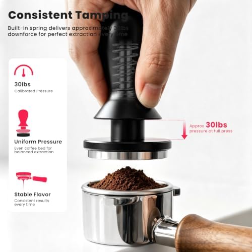 Self Leveling Spring Loaded Tamper 54mm with Ergonomic Handle and Flat Base - Image 6