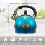 Whistling Tea Kettle Stove Top Teapot, Stainless Steel Teakettle (2.8 QUART, Blue) - Image 7