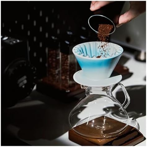 Compatible With Travel，Barista Accessories,Pour Over Coffee Maker Ceramic Cake Coffee Filter Dripper Reusable Filter Cone Drip Holder(1-2 Cup Blue) - Image 3