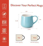 Sweese Porcelain Coffee Mugs Set of 6, 12 Ounce Coffee Cups with Handle for Coffee, Tea, Cocoa, Blue Assorted Colors Coffee Mugs with Modern Design for Great Gift Option, Microwave Safe - Image 2