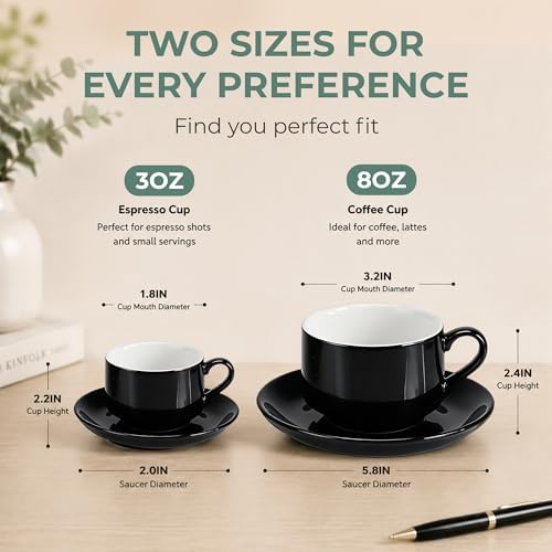 8 Ounce Cappuccino Cups Set of 4, Black - Image 3