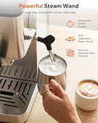 Kismile 20 Bar Espresso Machine with Milk Frother, Compact Coffee Machine & Cappuccino Machine for Home, Durable Metal Housing, 1.4L Removable Water Tank & Cup Warmer, Stainless Steel Filter - Image 4