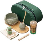 Matcha Whisk Set, Zen Travel Tea Ceremony Kit with Cat Figurine, Bamboo Whisk, Bowl, Incense & Portable Bag - 9-Piece Portable Matcha Set for Mindful Gifting & On-The-Go Rituals (B) by Unknown