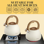MARSKITOP Tea Kettle, 2.6 Quart Whistling Tea Pot for Stove, Cream White - Image 6