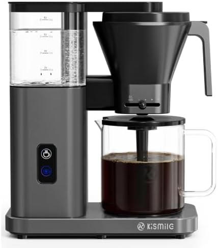 Kismile SCA Certified 8-Cup Coffee Maker, 6-Min Quick Brew, Hot & Cold Brew Coffee Machine, Adjustable Flow Control, Magnetic Anti-Drip, Keep Warm, DIY Manual Mode, Dishwasher Safe, Light Gray by Kismile