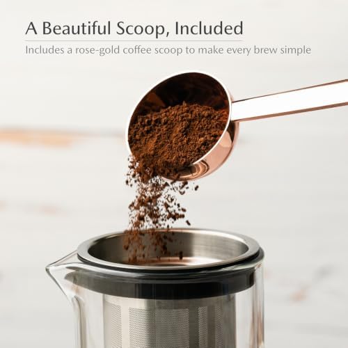 Sio Cold-Infusion Pitcher – 54 fl oz / 1600 mL Borosilicate Glass Pitcher with Micro-Fine 316 Stainless Steel Strainer & Copper-Plated Lid, Includes Measuring Scoop - Image 5