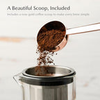 Sio Cold-Infusion Pitcher – 54 fl oz / 1600 mL Borosilicate Glass Pitcher with Micro-Fine 316 Stainless Steel Strainer & Copper-Plated Lid, Includes Measuring Scoop - Image 5