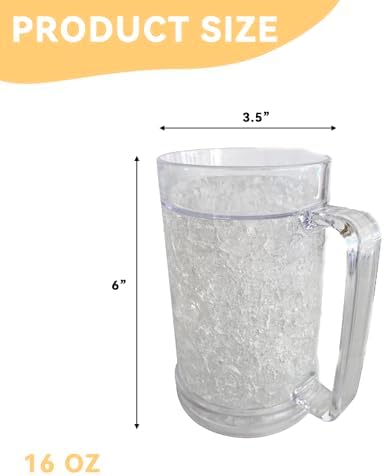 Lily's Home Freezer Beer Mugs with Handles, 16 oz Set of 4 – Clear Frosted Double Wall Insulated Acrylic, Gel-Filled, Break-Resistant for Home Bar, Pool Parties, BBQ & Outdoor - Image 4